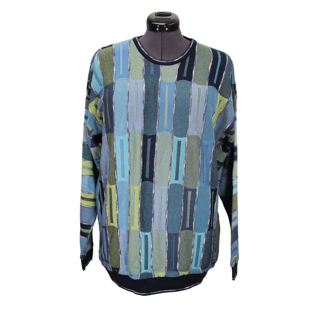 Tundra Vintage Men's Large‎ 3D Knit Coogi Style Sweater Grandpa Pullover